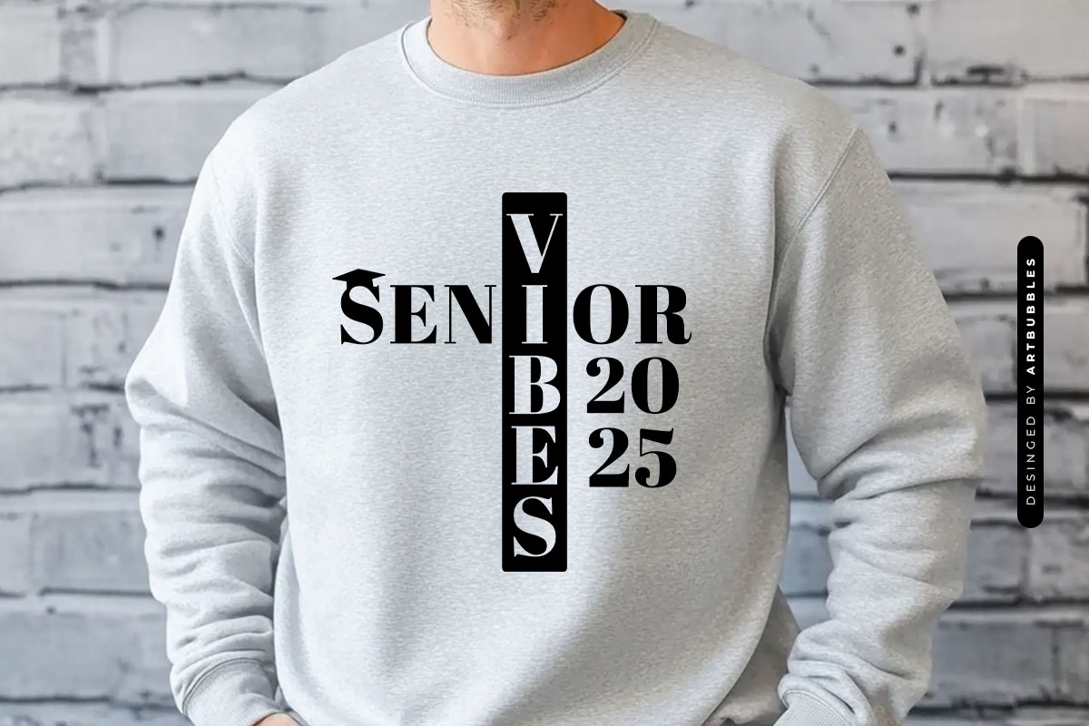 Senior Vibes 2025 - Graduation SVG Vector Tshirt Mockup Image.jpg
