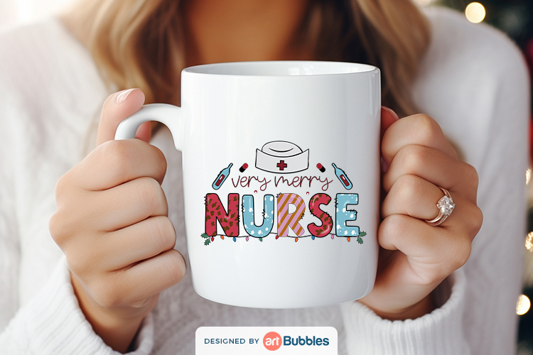 Very Merry Nurse, christmas sublimation designs free Preview 02.jpg