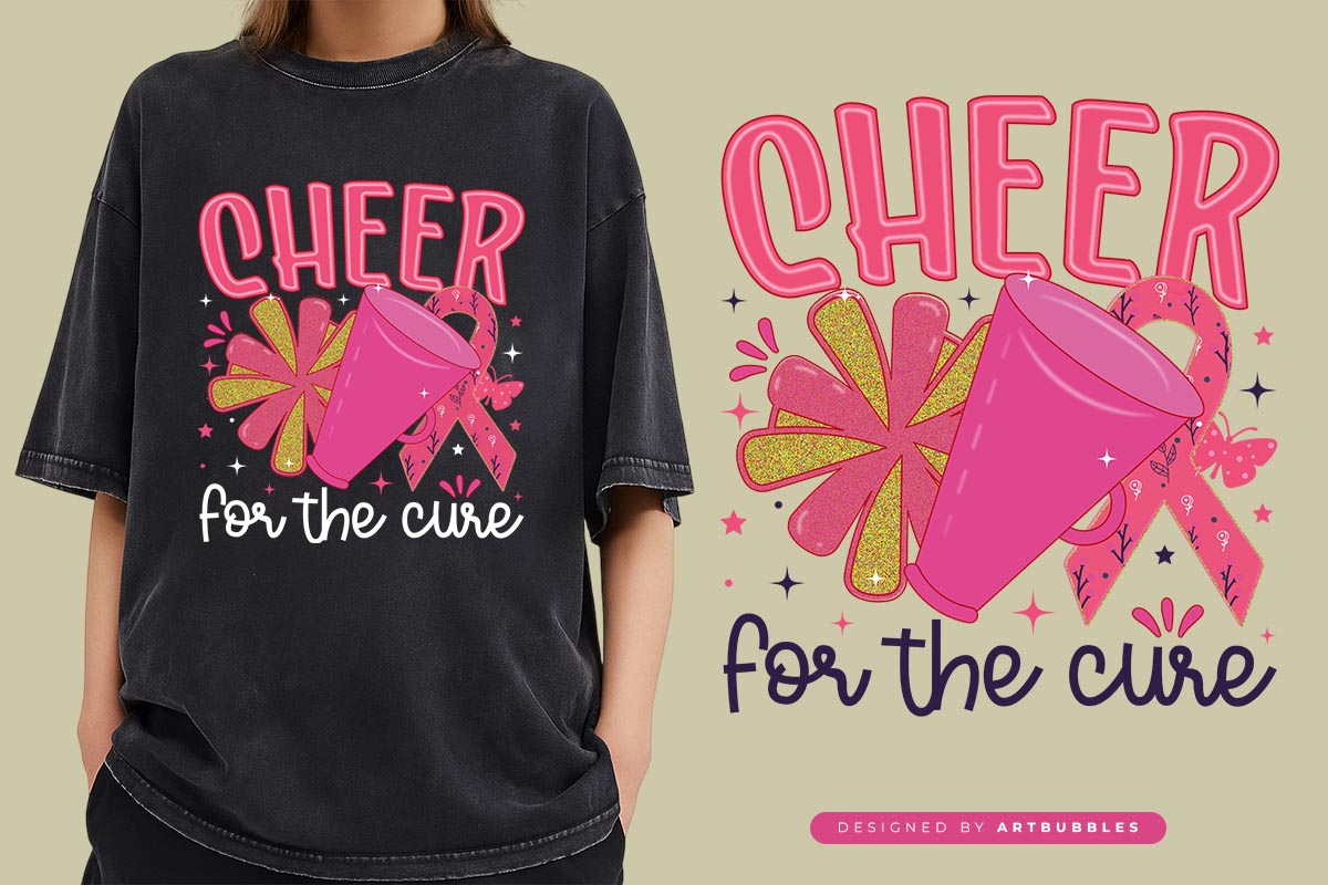 Cheer for the Cure - Breast Cancer Sublimation PNG Image.jpg