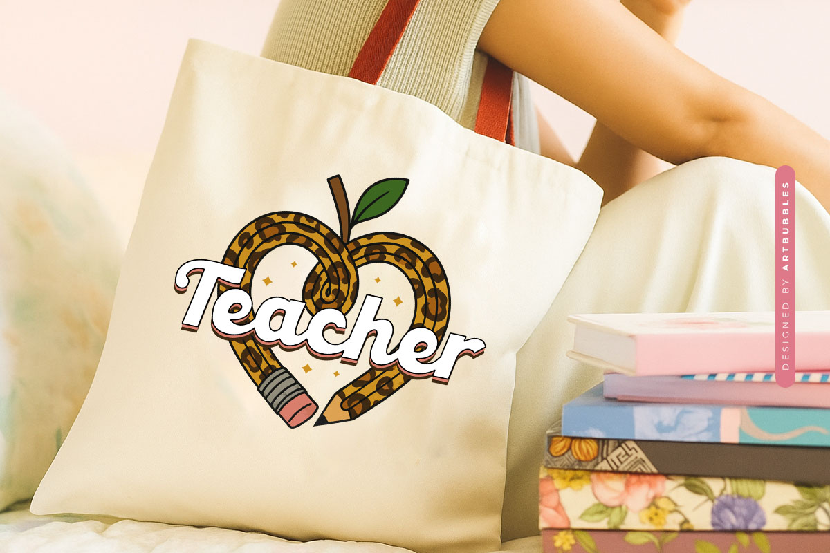Retro Teacher Sublimation Transfer Tote Bag Mockup Image.jpg