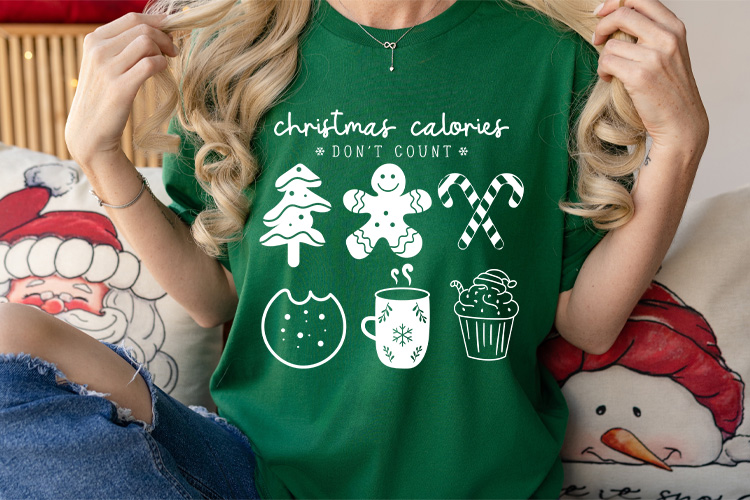 Boho Christmas Calories Don't Count SVG Design Shirt Mockup Image.jpg