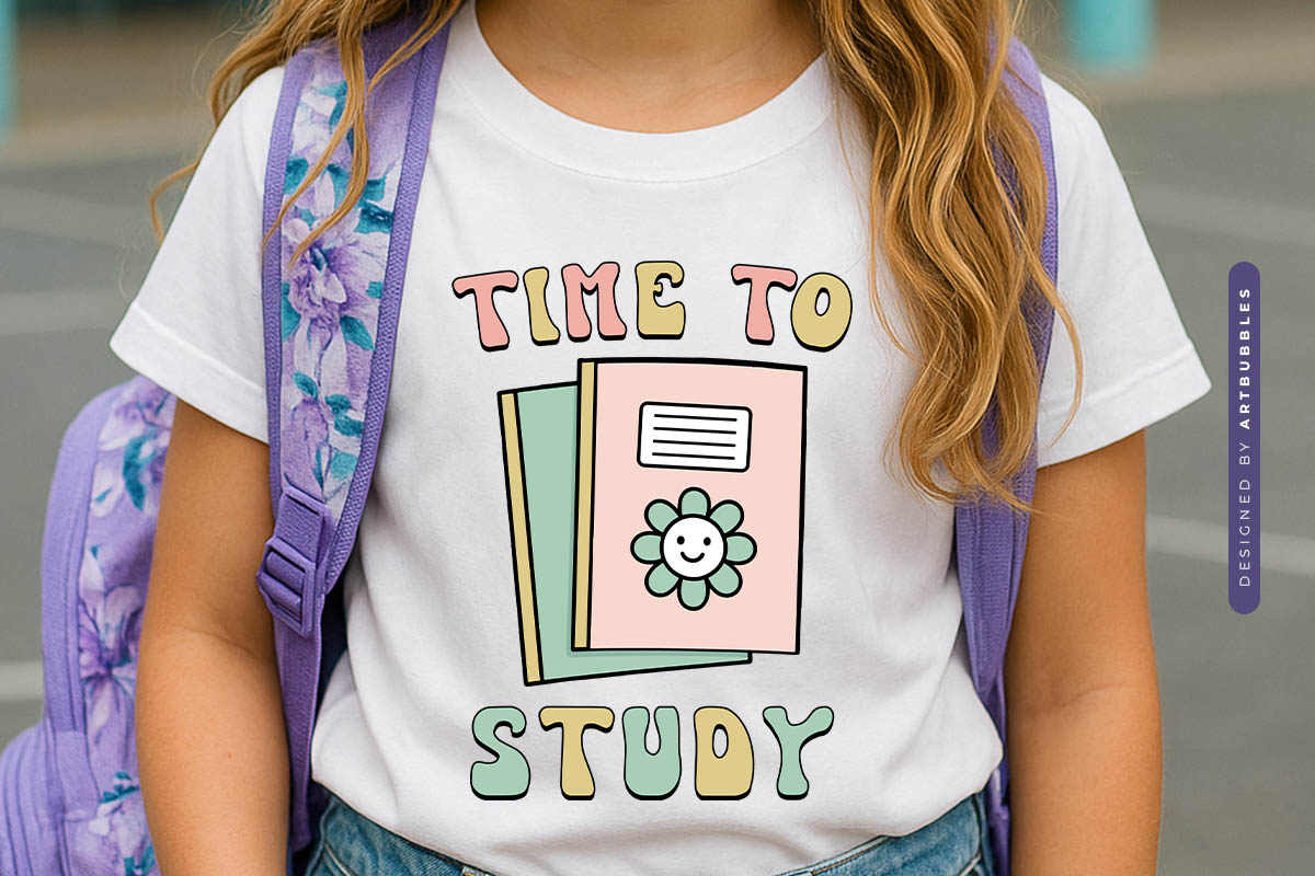 Time to Study - Retro Back to School Sublimation Shirt Mockup Image.jpg