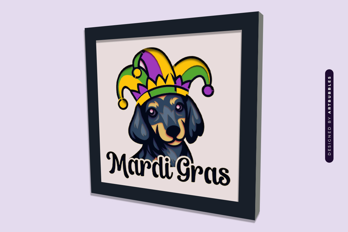 Mardi Gras Dog Shadow Box SVG Vector Image 2.jpg