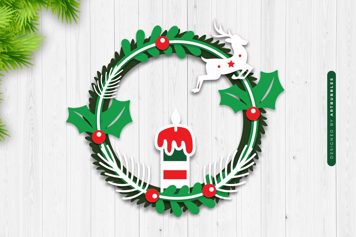 Christmas Layered Wreath Wall Decor Hanger SVG