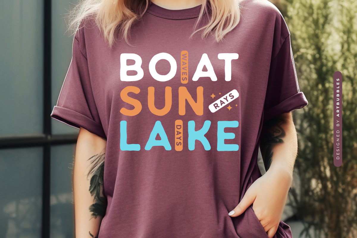 Boat Waves Sun Rays Lake Days SVG Design