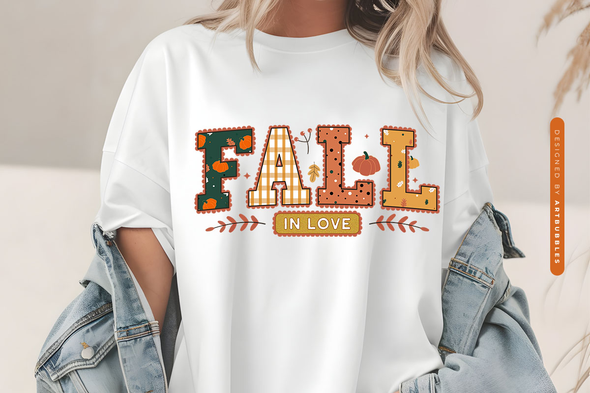 Preppy Fall in Love Sublimation PNG Design tshirt Mockup Image.jpg