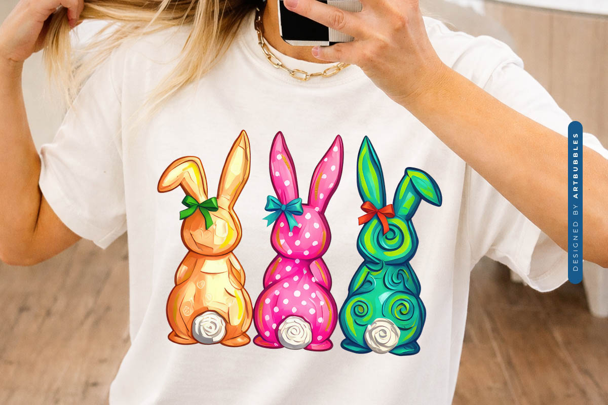 Girly Easter Bunny Sublimation Transfer Shirt Mockup Image.jpg