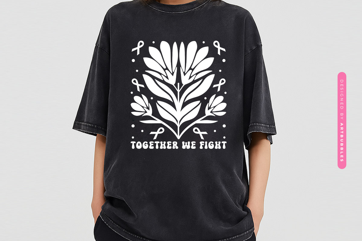 Together We Fight - Breast Cancer Retro SVG Tshirt Mockup Image.jpg