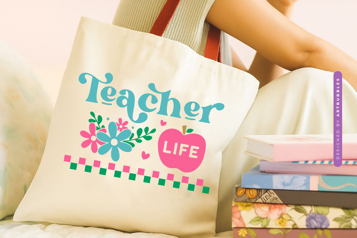 Floral Teacher Life Layered SVG Tote Bag Mockup Image.jpg