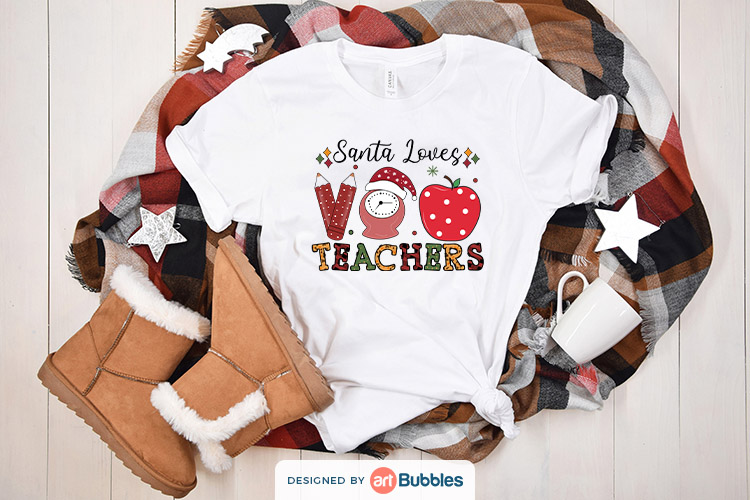 Santa Loves Teachers, Christmas Sublimation Designs Free Preview 03.jpg