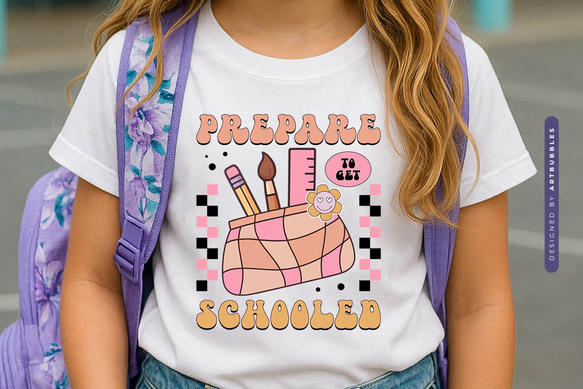 Prepare to Get Schooled - Cute Retro Back to School PNG Shirt Mockup Image.jpg