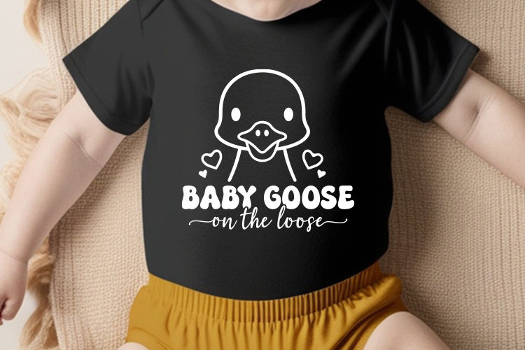 Funny Baby Goose on the Loose SVG Tshirt Mockup Image.jpg