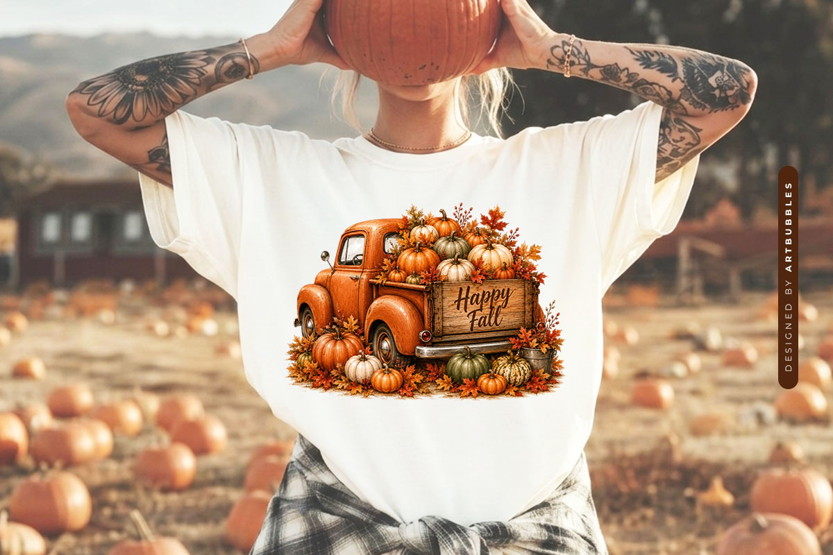 Happy Fall PNG Sublimation Transfer Shirt Mockup image.jpg