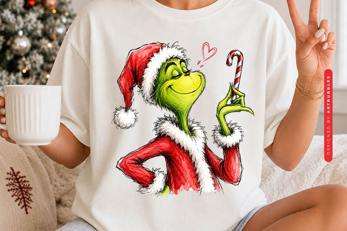 Printable Grinch Christmas PNG Design Shirt Mockup Image.jpg