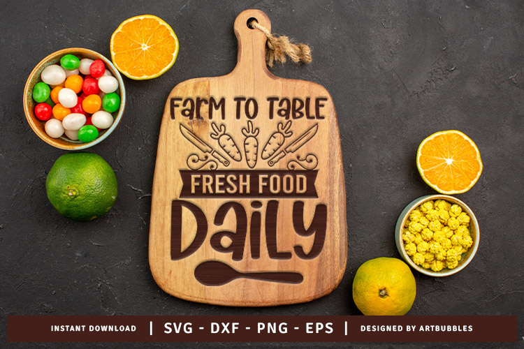 Farm to Table Cutting Board SVG File