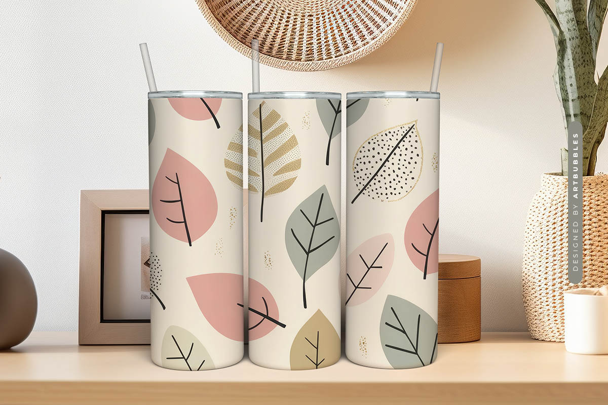 Boho Botanical Leaf Pattern Tumbler Sublimation Image 2.jpg
