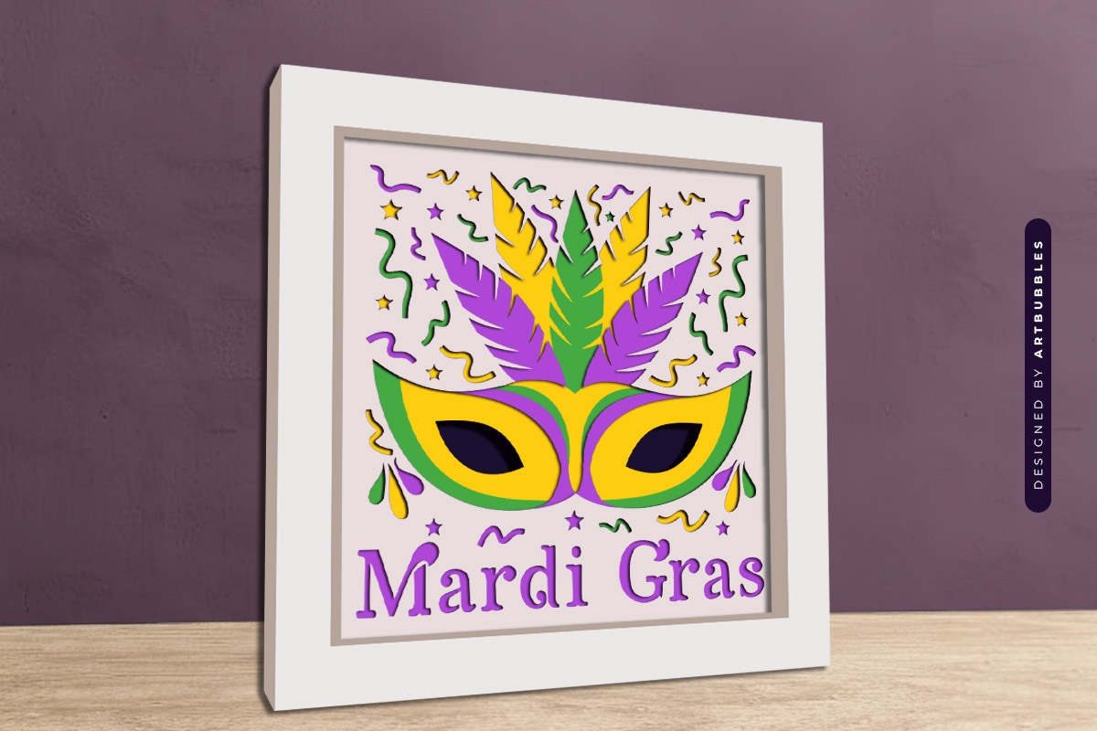 Mardi Gras Shadow Box SVG Vector