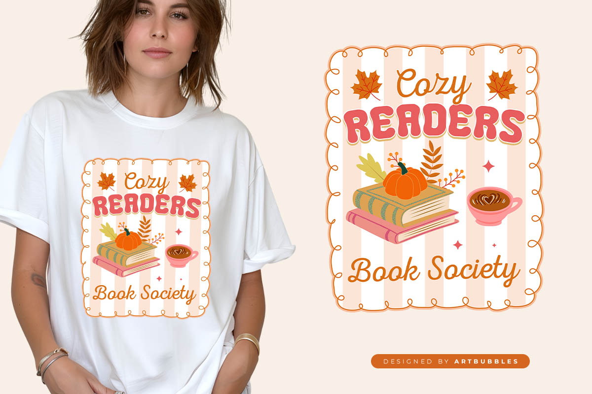 Cozy Readers Book Society - Preppy Fall PNG Sublimation Image.jpg