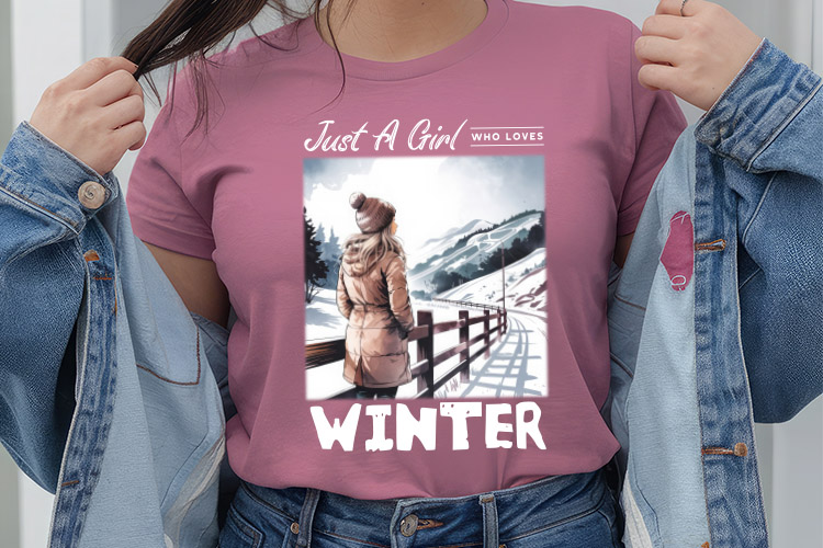 Just A Girl Who Loves Winter Sublimation Shirt Mockup Image.jpg