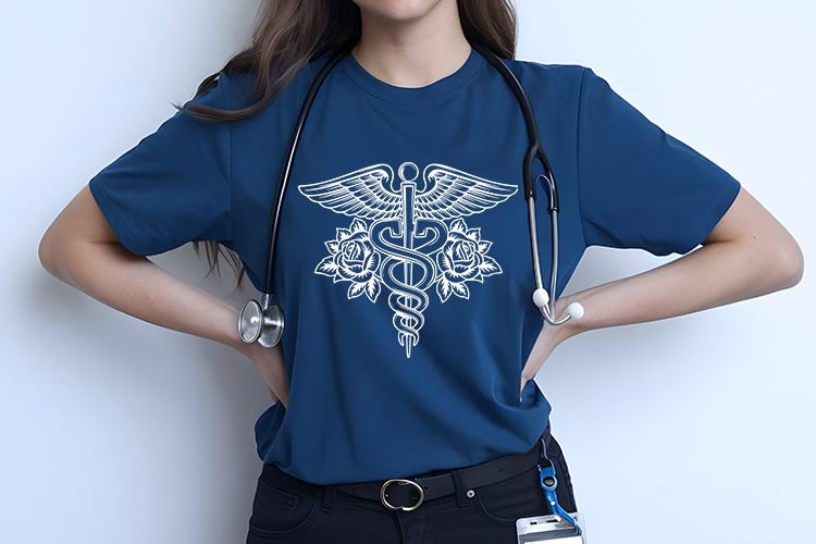 Floral Caduceus Medical Symbol Clipart SVG Shirt Mockup Image.jpg