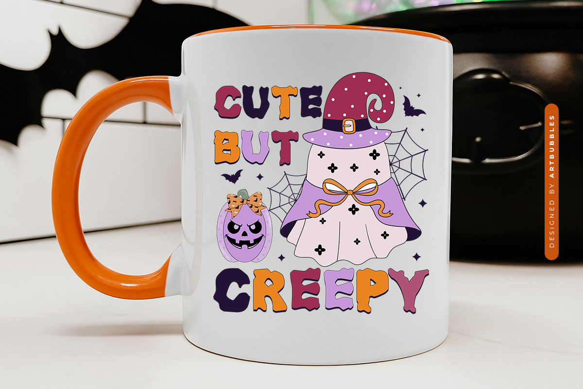Cute But Creepy - Coquette Halloween Sublimation Print Mug Mockup Image.jpg