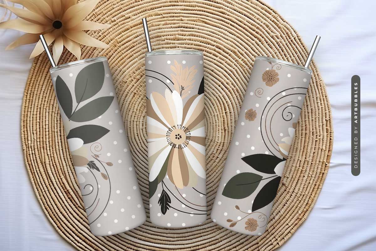 Boho Floral Art Sublimation Skinny Tumbler Image 3.jpg
