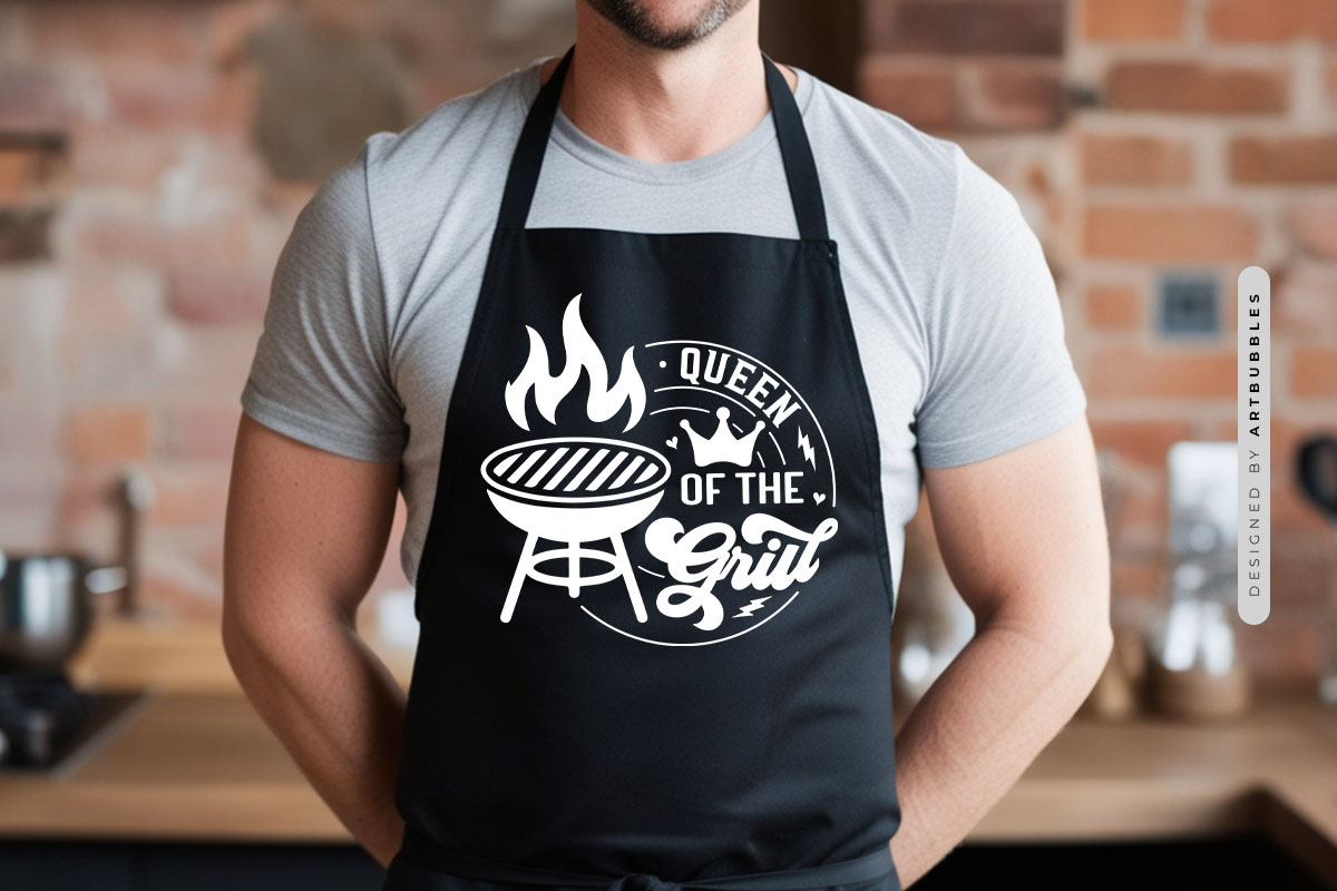 Queen of the Grill SVG File for Cricut Apron Mockup Image.jpg