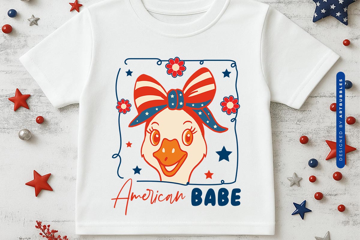 American Babe - Cute 4th of July Sublimation Tshirt Mockup Image.jpg
