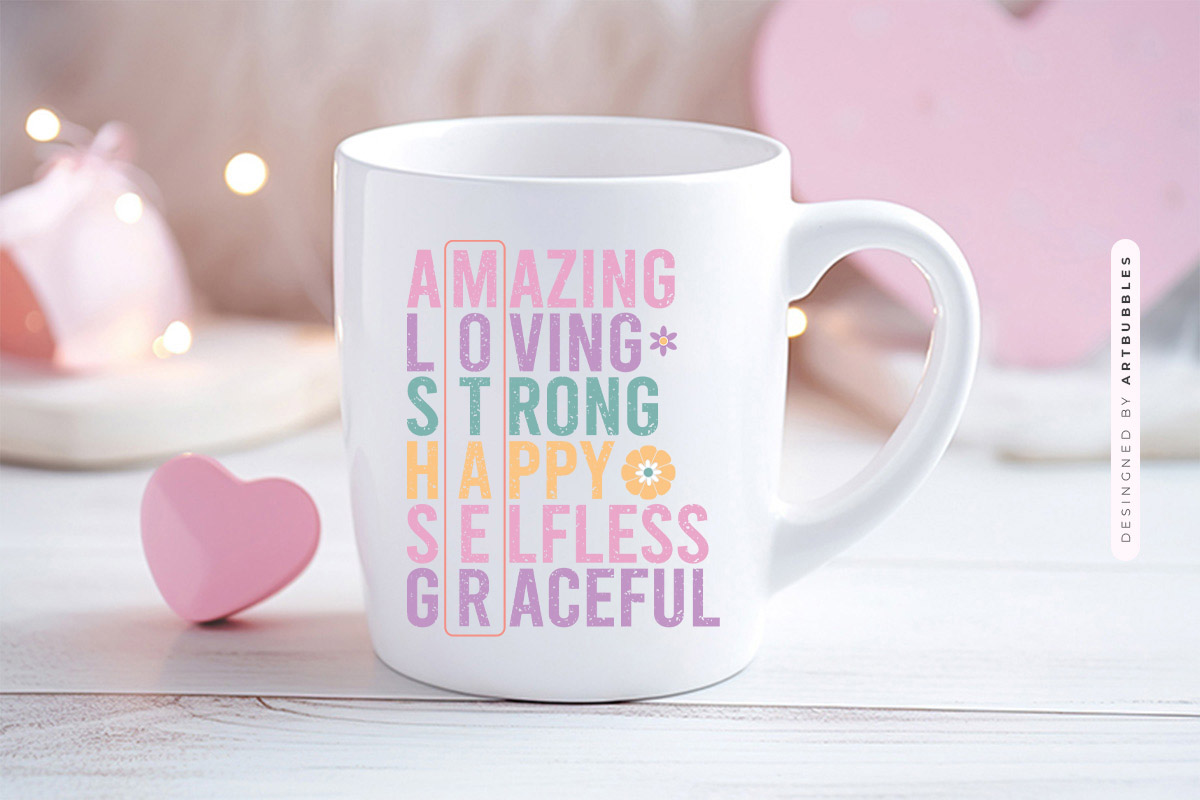 Amazing Loving Strong - Mother's Day Sublimation PNG Mug Mockup Image.jpg