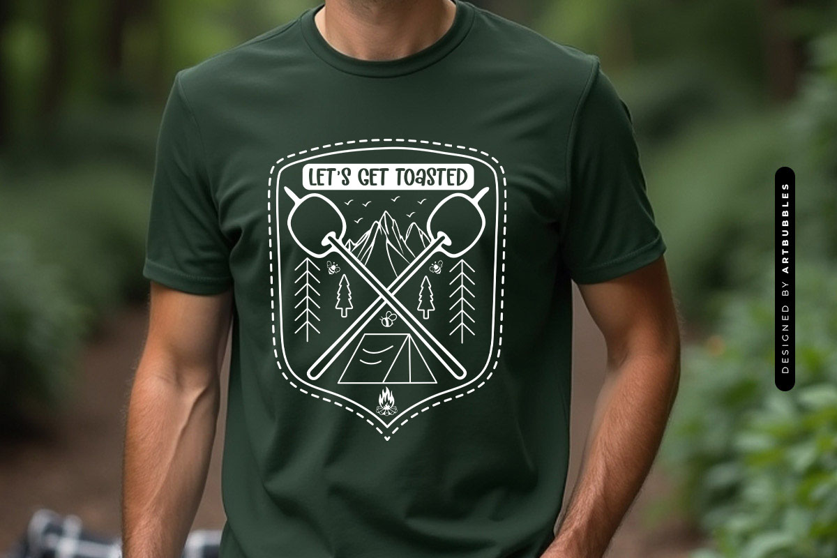 Let's Get Toasted - Camping Silhouette SVG T-shirt Mockup Image.jpg