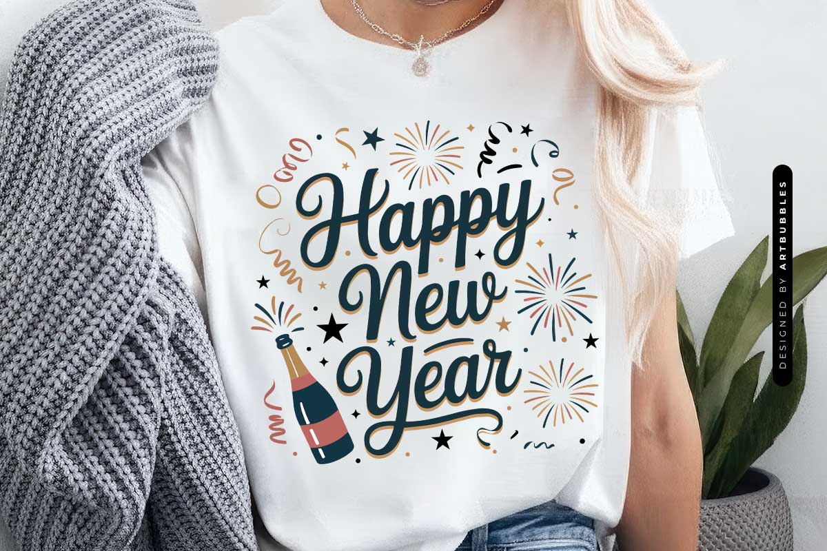 Happy New Year PNG Sublimation Transfer