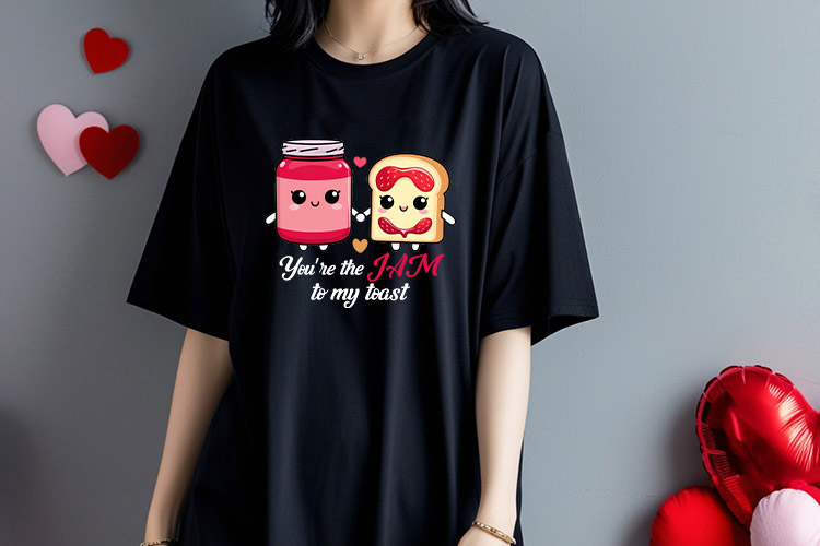 Valentine's Day Funny Food Sublimation PNG Black Shirt Mockup Image.jpg