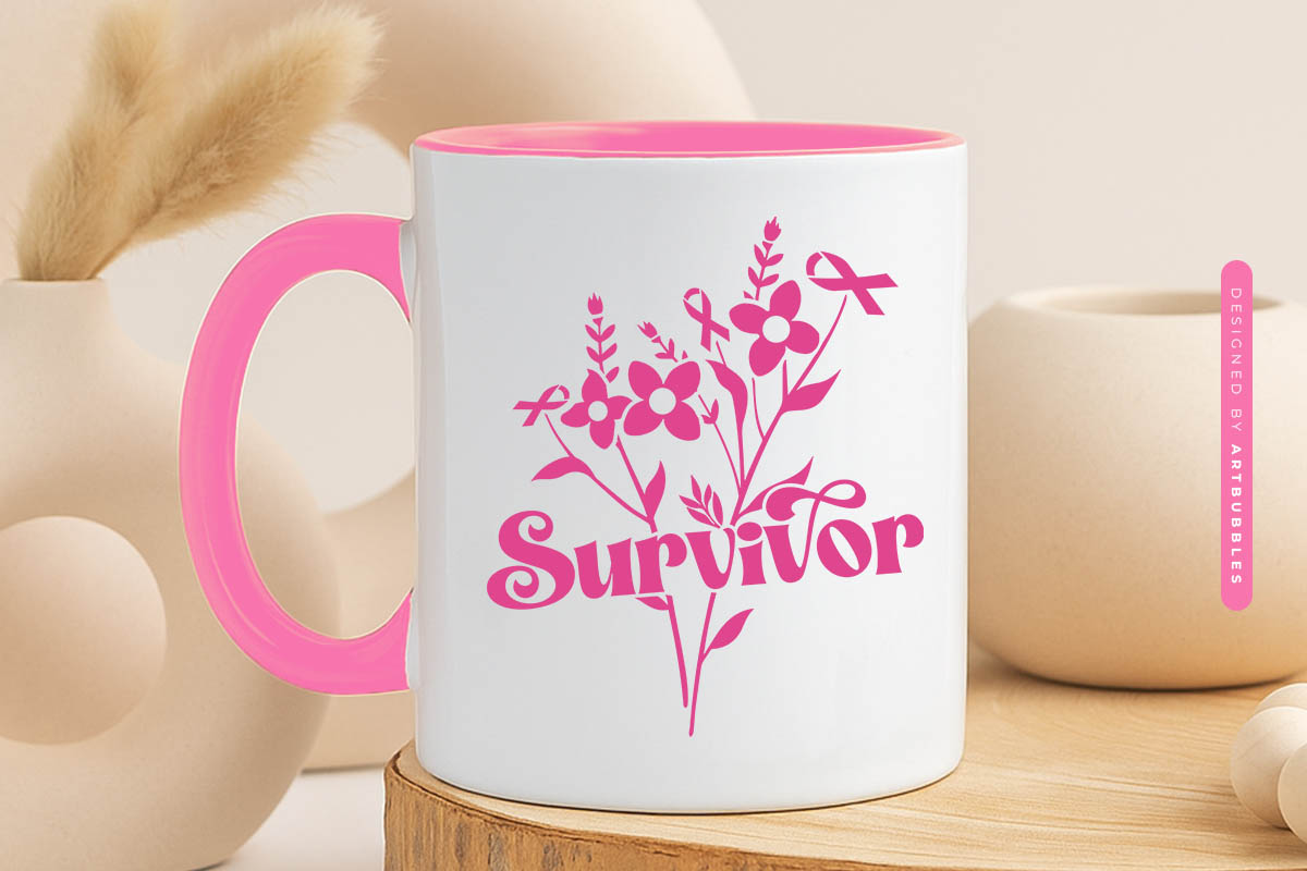 Survivor - Retro Breast Cancer Flower SVG Mug Mockup Image.jpg