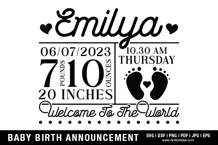 Baby Girl Announcement - Free SVG Cut Files