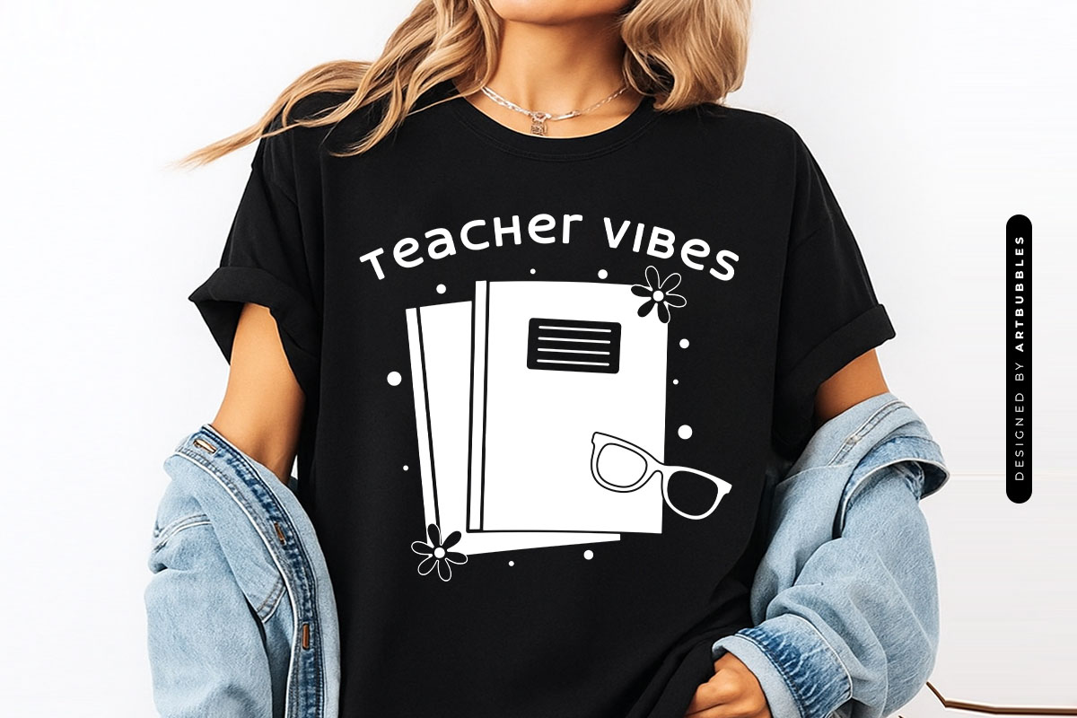 Teacher Vibes Floral SVG Cut File Shirt Mockup Image.jpg