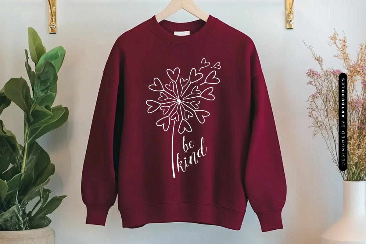 Be Kind - Blowing Dandelion SVG Sweatshirt Mockup image 2.jpg