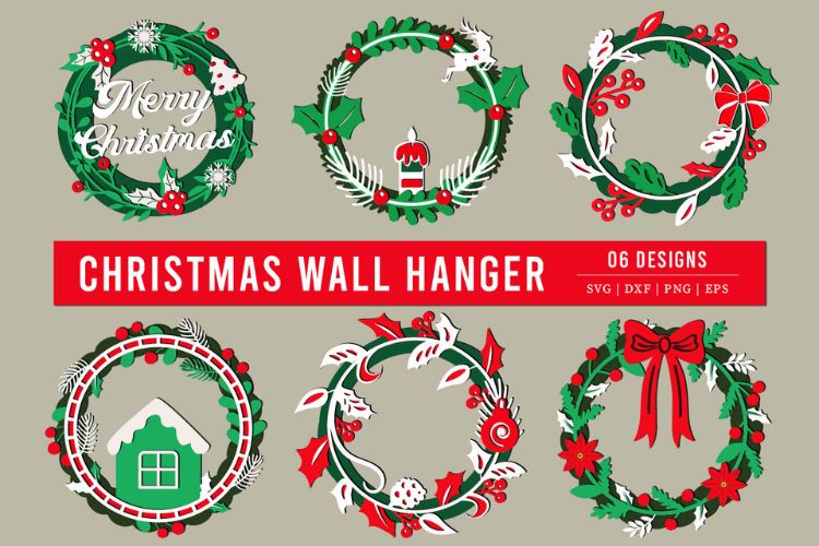 3D Christmas Layered Wreaths SVG PNG Bundle Image.jpg