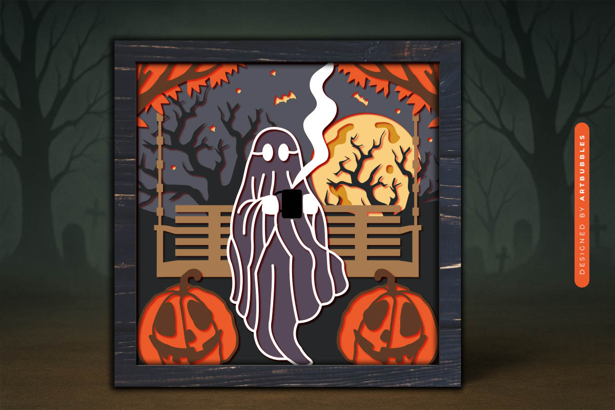 Chilling Ghost Halloween 3D Shadow Box SVG Image 3.jpg
