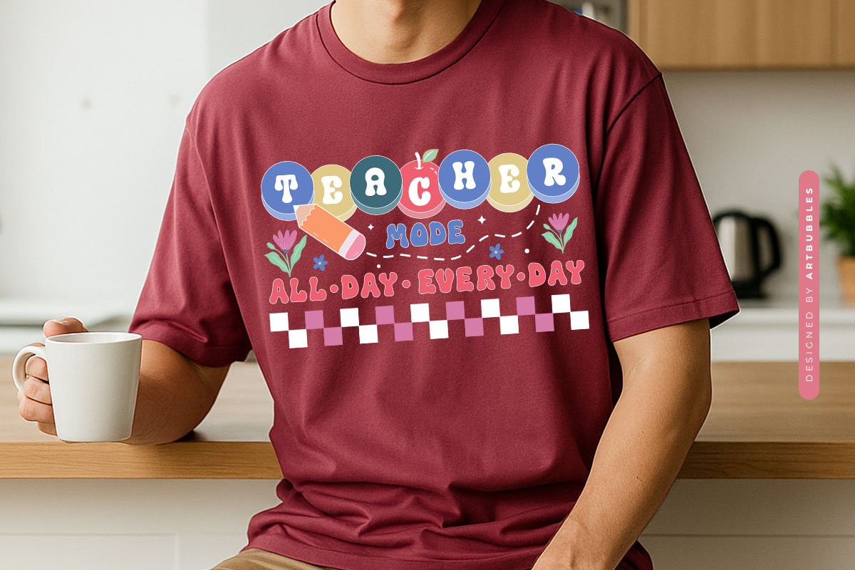 Retro Teacher Mode All Day Everyday Sublimation T-shirt Mockup Image.jpg