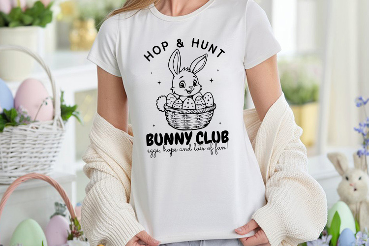 Hop & Hunt Bunny Club - Easter SVG Shirt Mockup Image.jpg