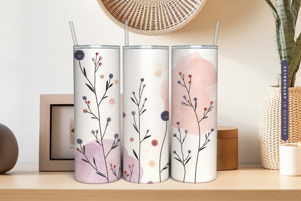 Boho flower Tumbler Wrap Sublimation Design Image 3.jpg