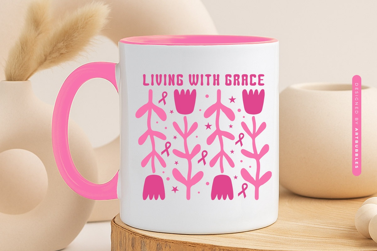 Living with Grace - Retro Breast Cancer SVG PNG Mug Mockup Image.jpg