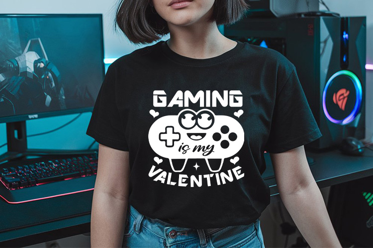 Gaming is My Valentine SVG for Cricut T-shirt Mockup image.jpg