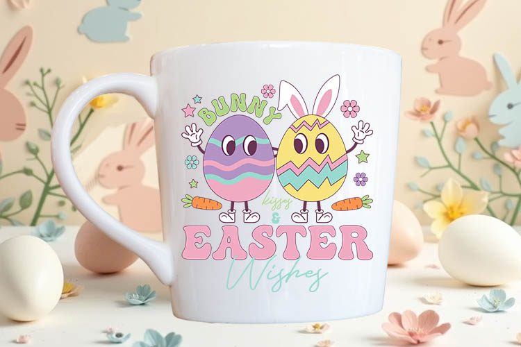 Bunny Kisses & Easter Wishes Retro Sublimation Mug Mockup Image.jpg
