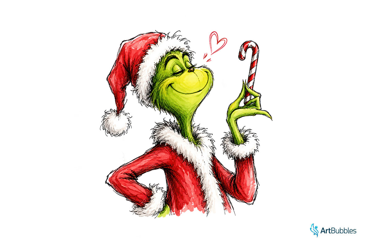 Printable Grinch Christmas PNG Design