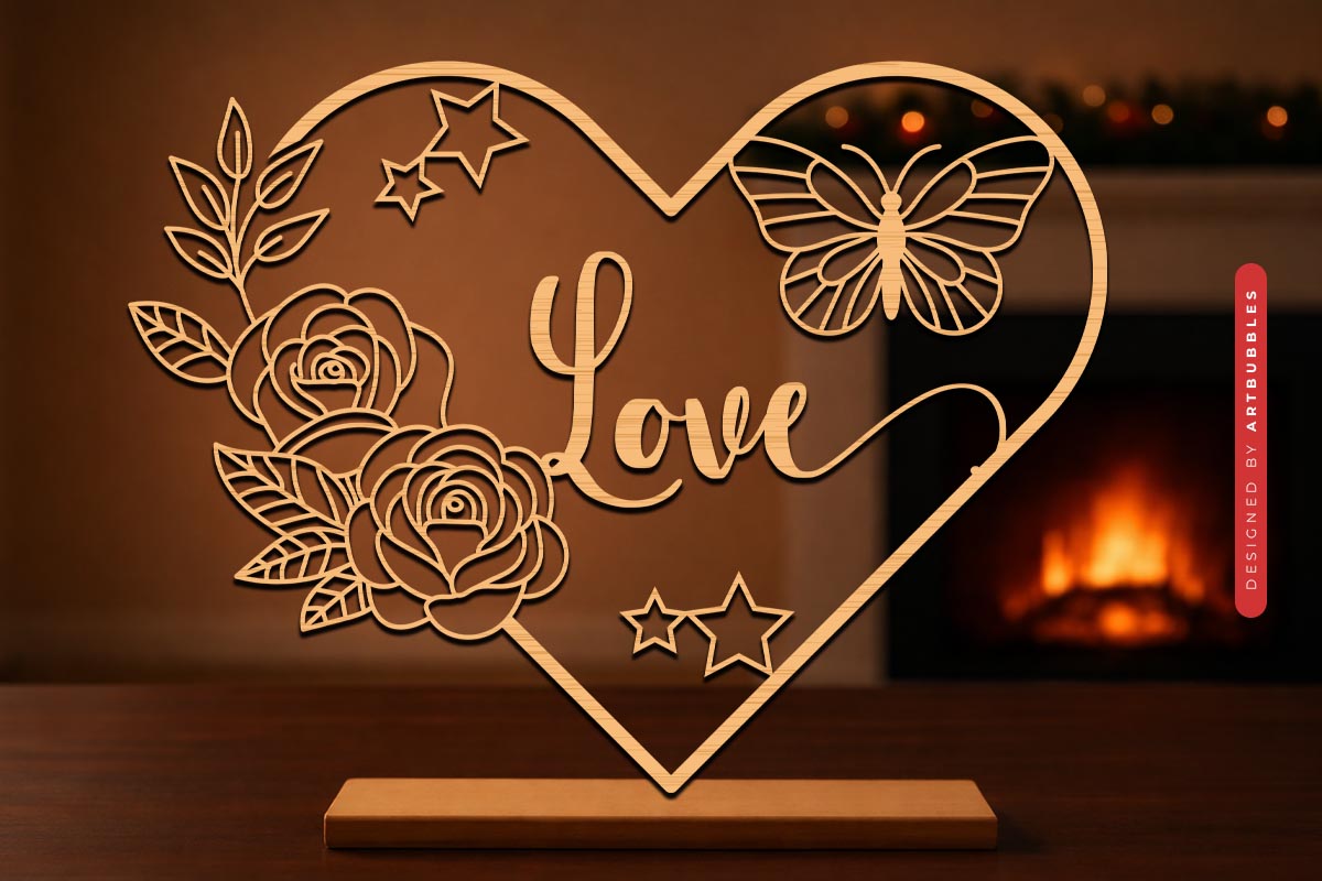 Floral Valentine's Day Heart Laser Cut SVG