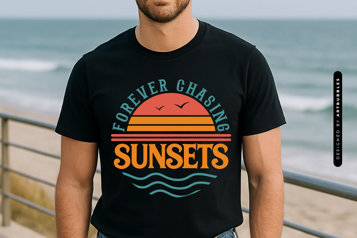 Forever Chasing Sunsets - Summer Quote SVG Tshirt Mockup Image.jpg