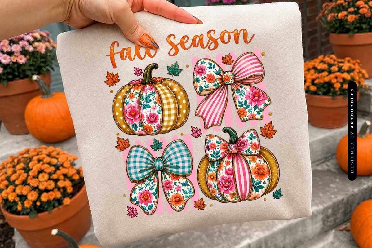 Striped Fall Season Coquette Pumpkin Sublimation PNG tote Mockup Image.jpg
