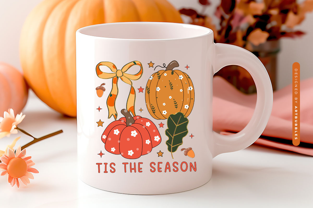 Tis the Season - Coquette Bow Fall Sublimation Mug Mockup image.jpg