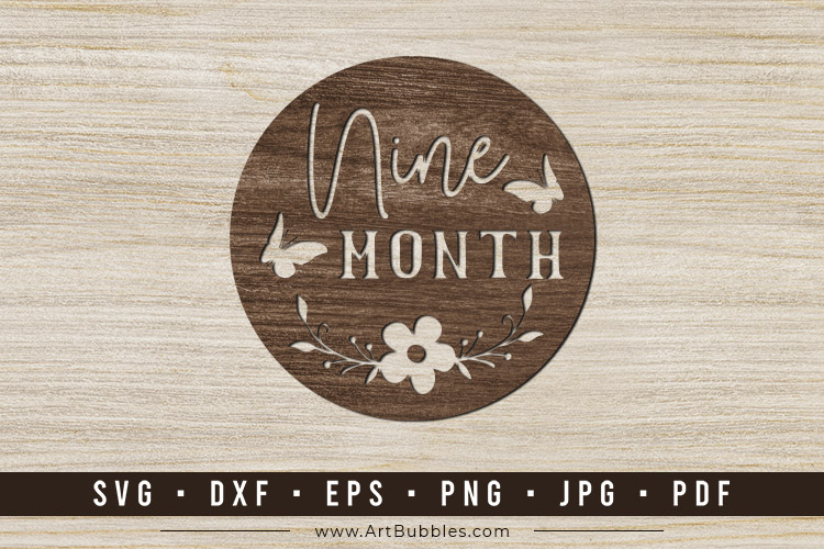 Nine Month Baby Milestone Cards SVG Paper Cut